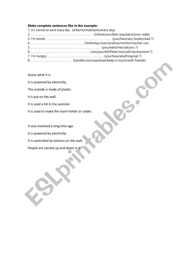 to infinitive- passive voice worksheet
