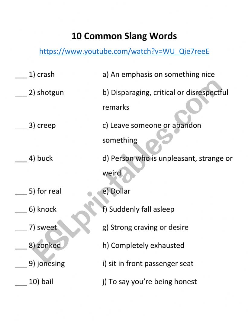 10 Common Slang Words ESL Worksheet By Bjbmath over-1-in-3-gen-zers-have-used-a-slang-word-they-later-learned-was