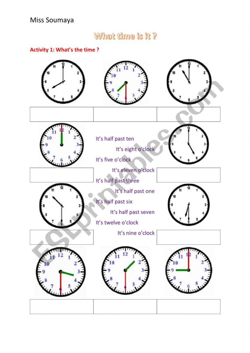 What time is it ? worksheet