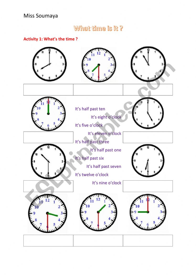 What time is it ? worksheet