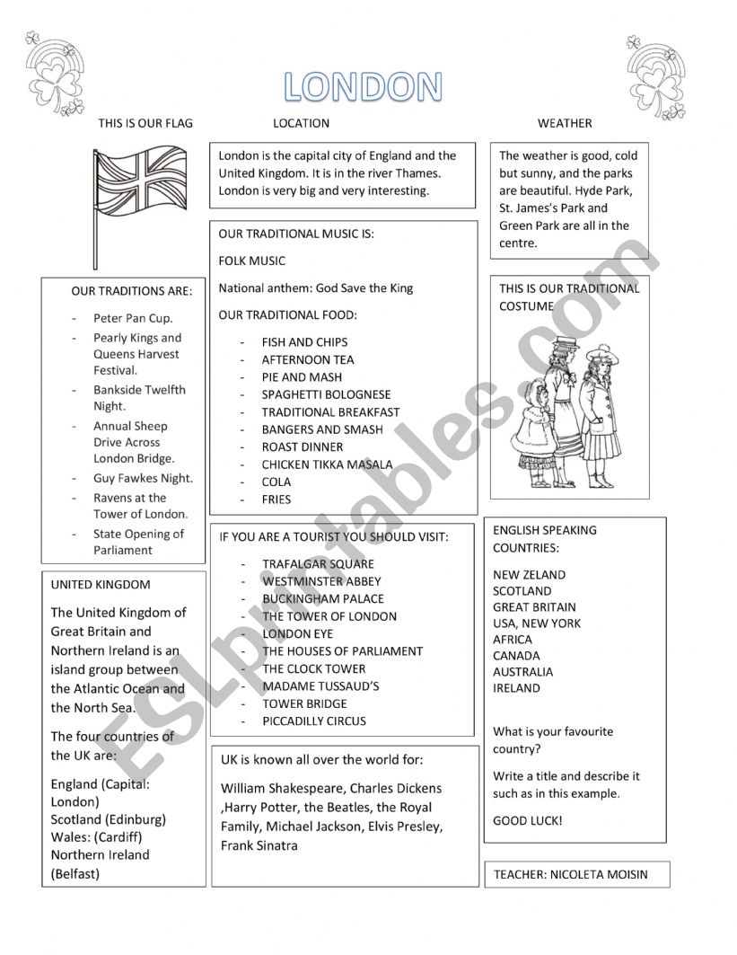LONDON worksheet