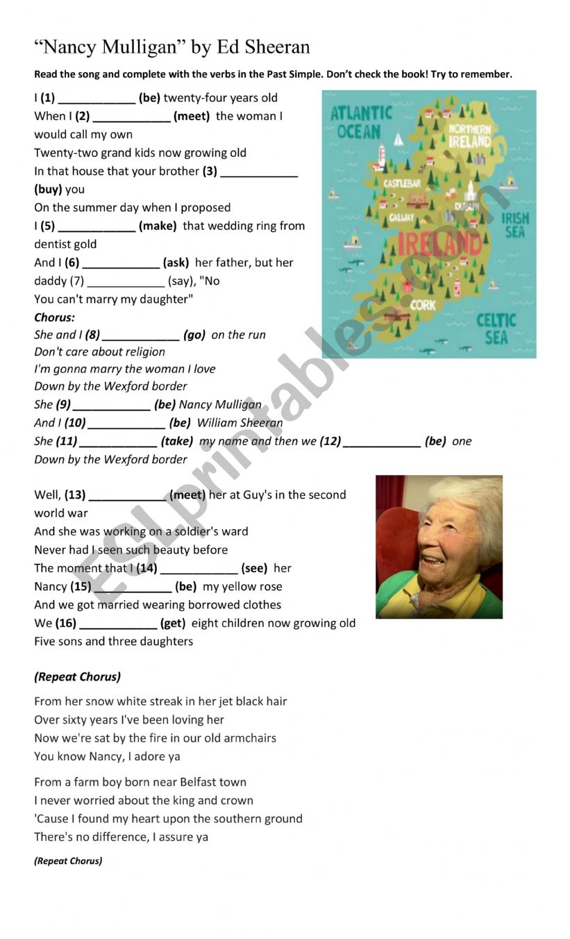 Nancy Mulligan by Ed Sheeran worksheet