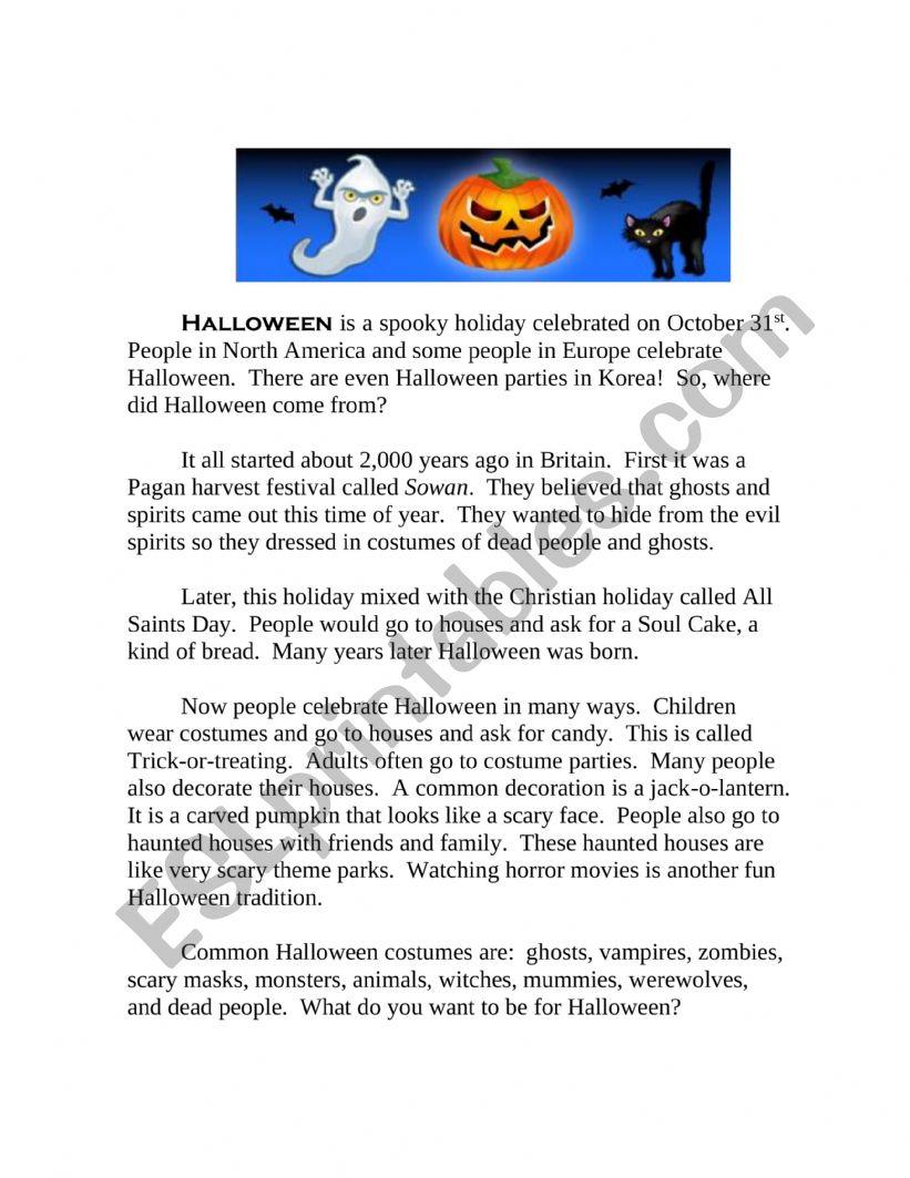 Running Dictation - Halloween worksheet