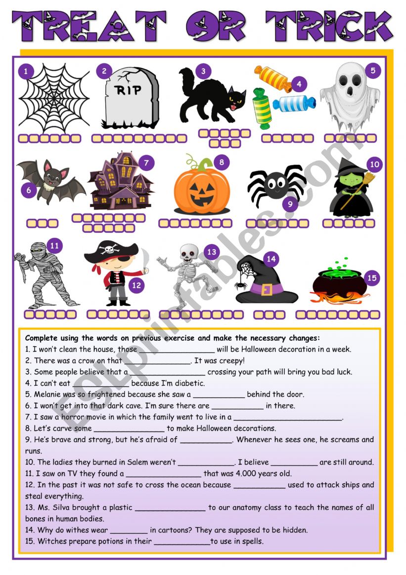 Halloween Filling in and Labeling (editable)