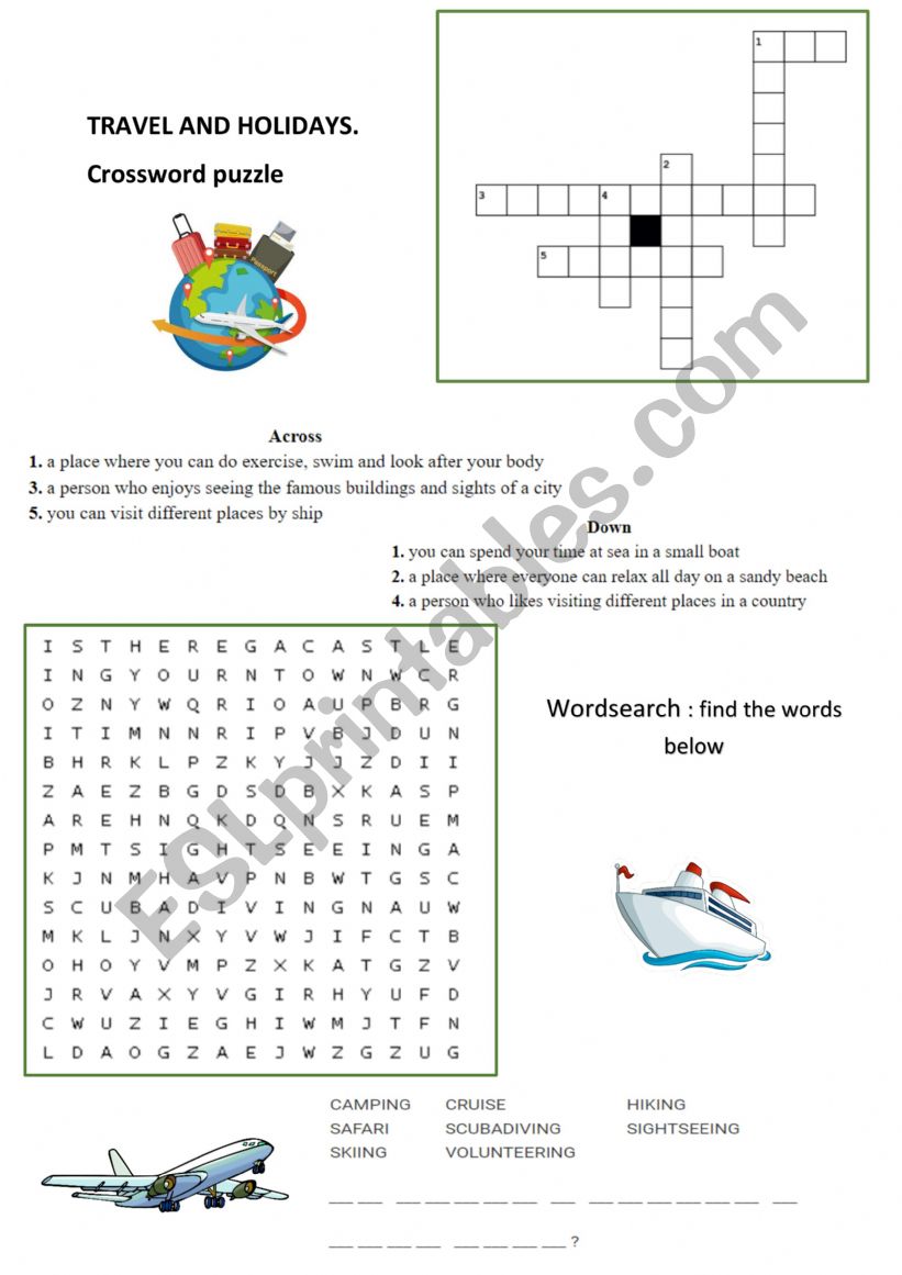 Travel and Holidays worksheet