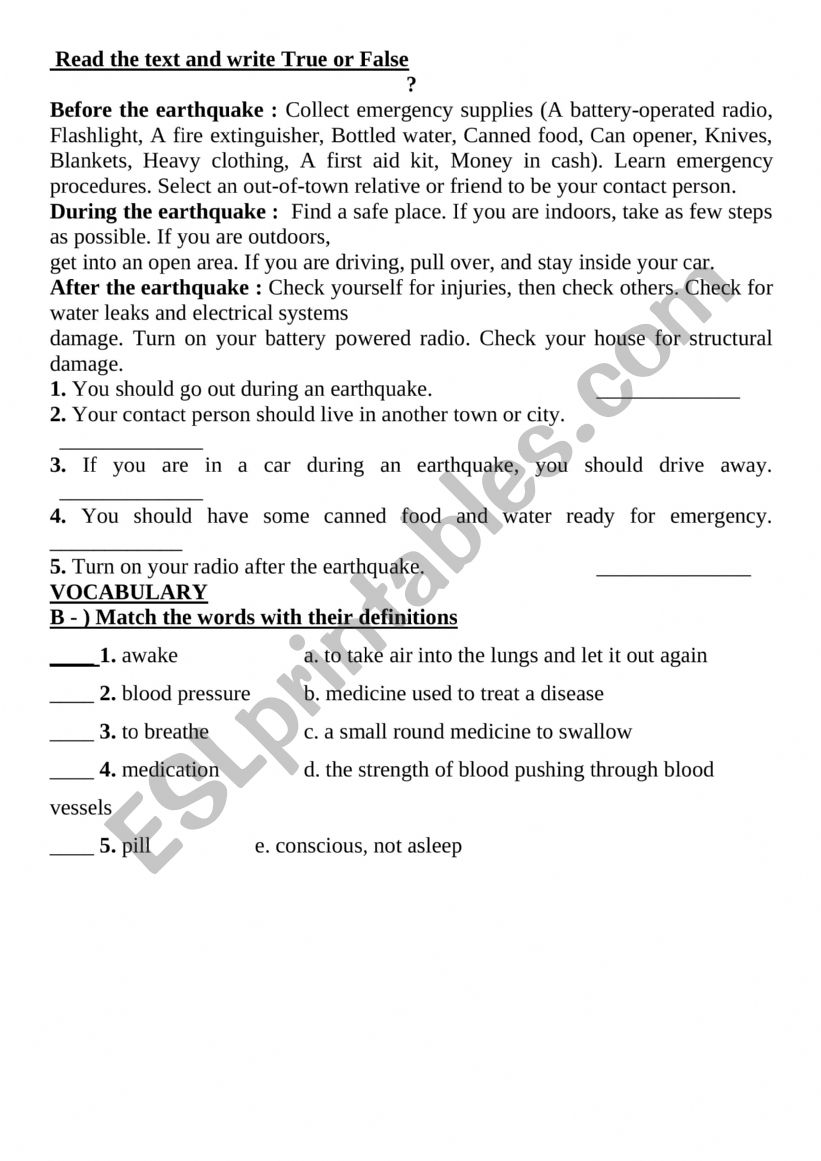 reading worksheet