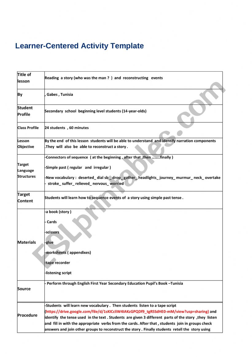 first  form   who was the man worksheet