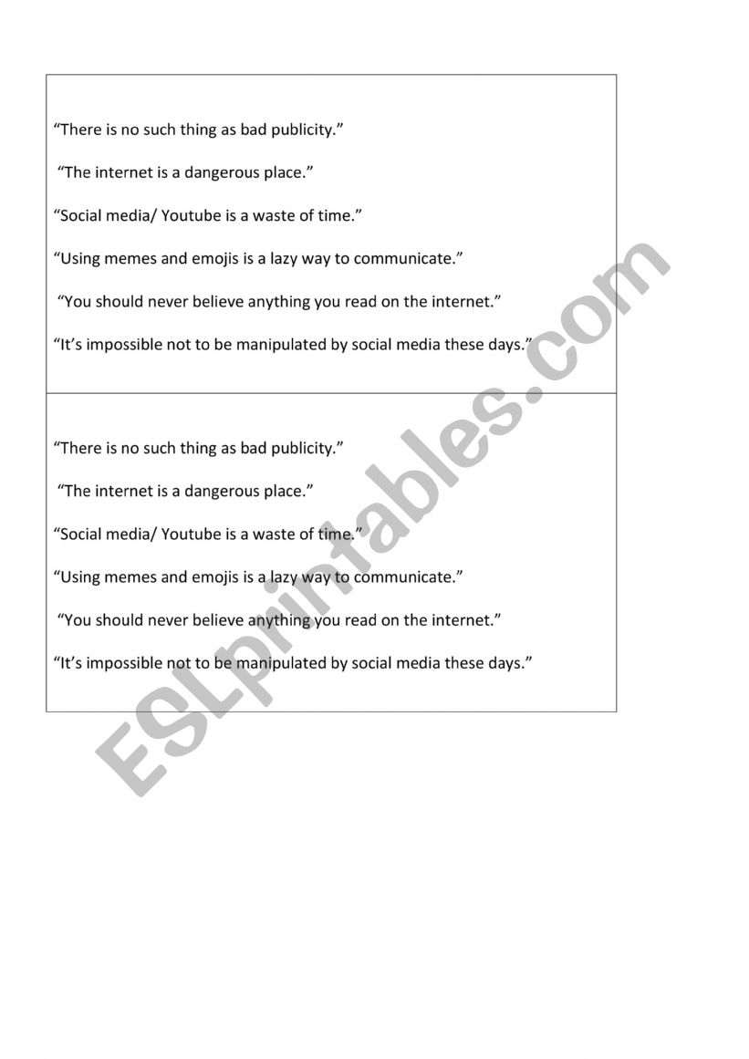 Discussion sentences worksheet