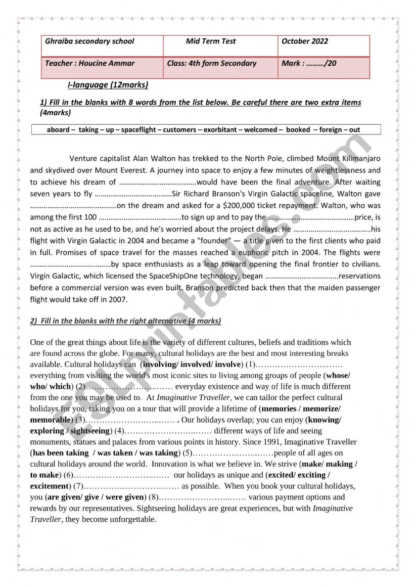 mid term test 1 worksheet