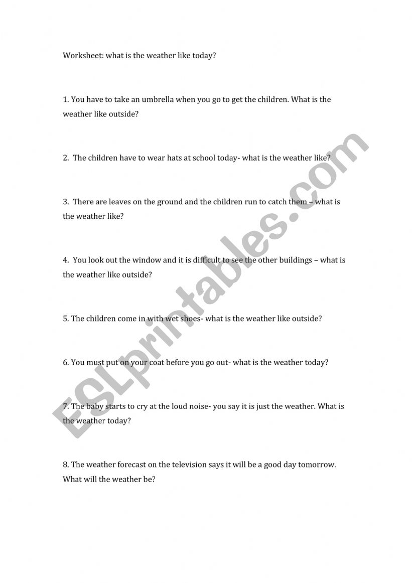 Weather Words Conversation Topics Dialogs