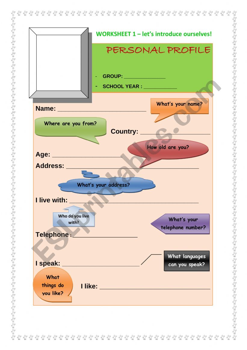 Let�s introduce ourselves worksheet