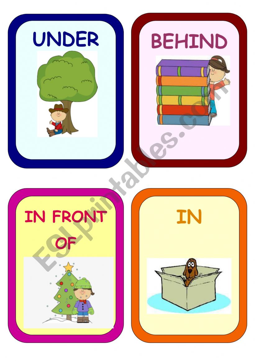 Prepositions of place - flashcards