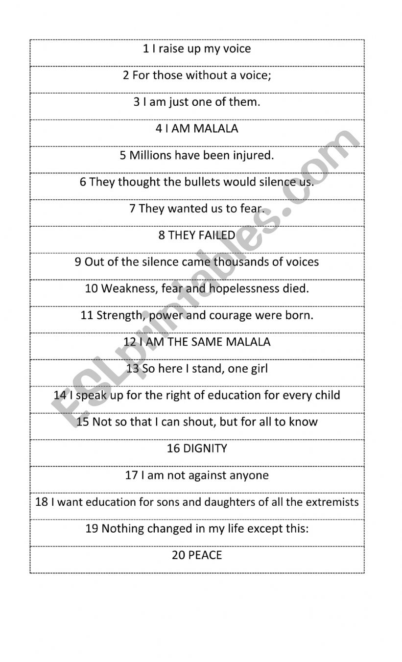 Poem worksheet