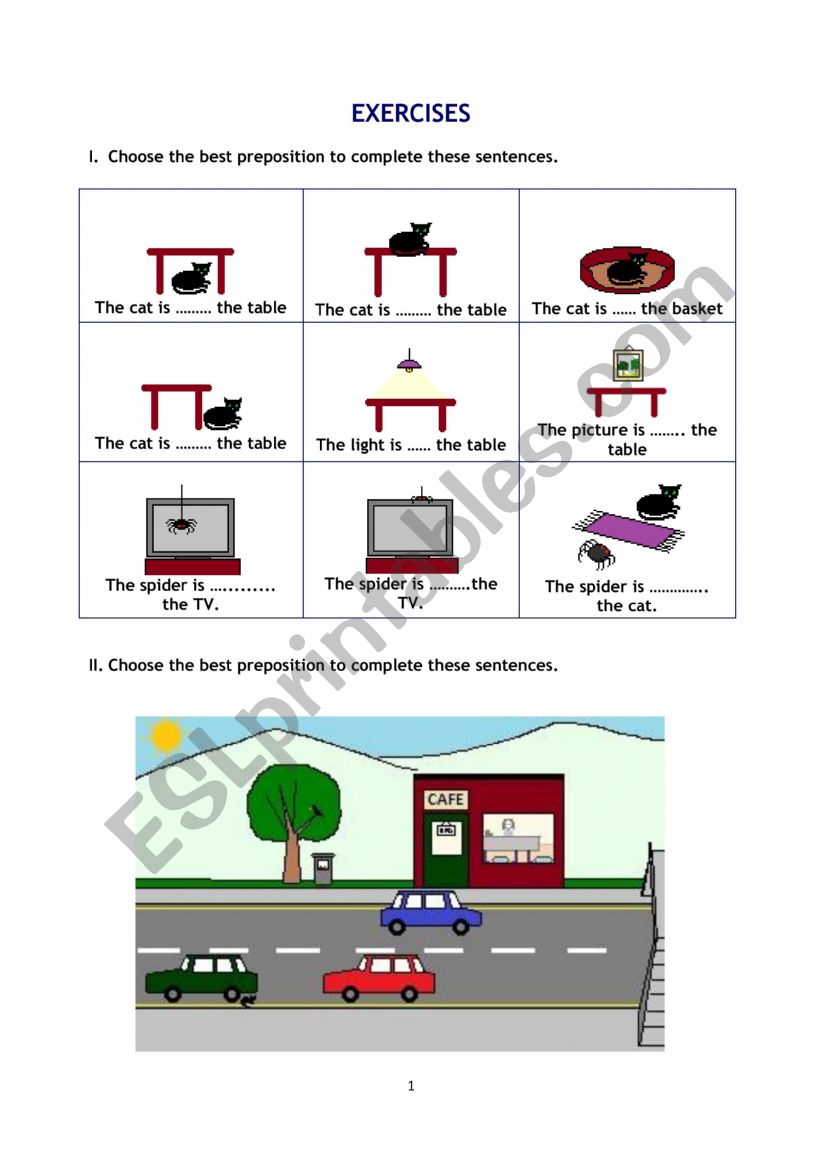 Prepositions of Place worksheet