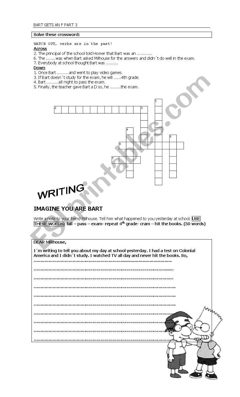 BART GETS AN F part 3 worksheet