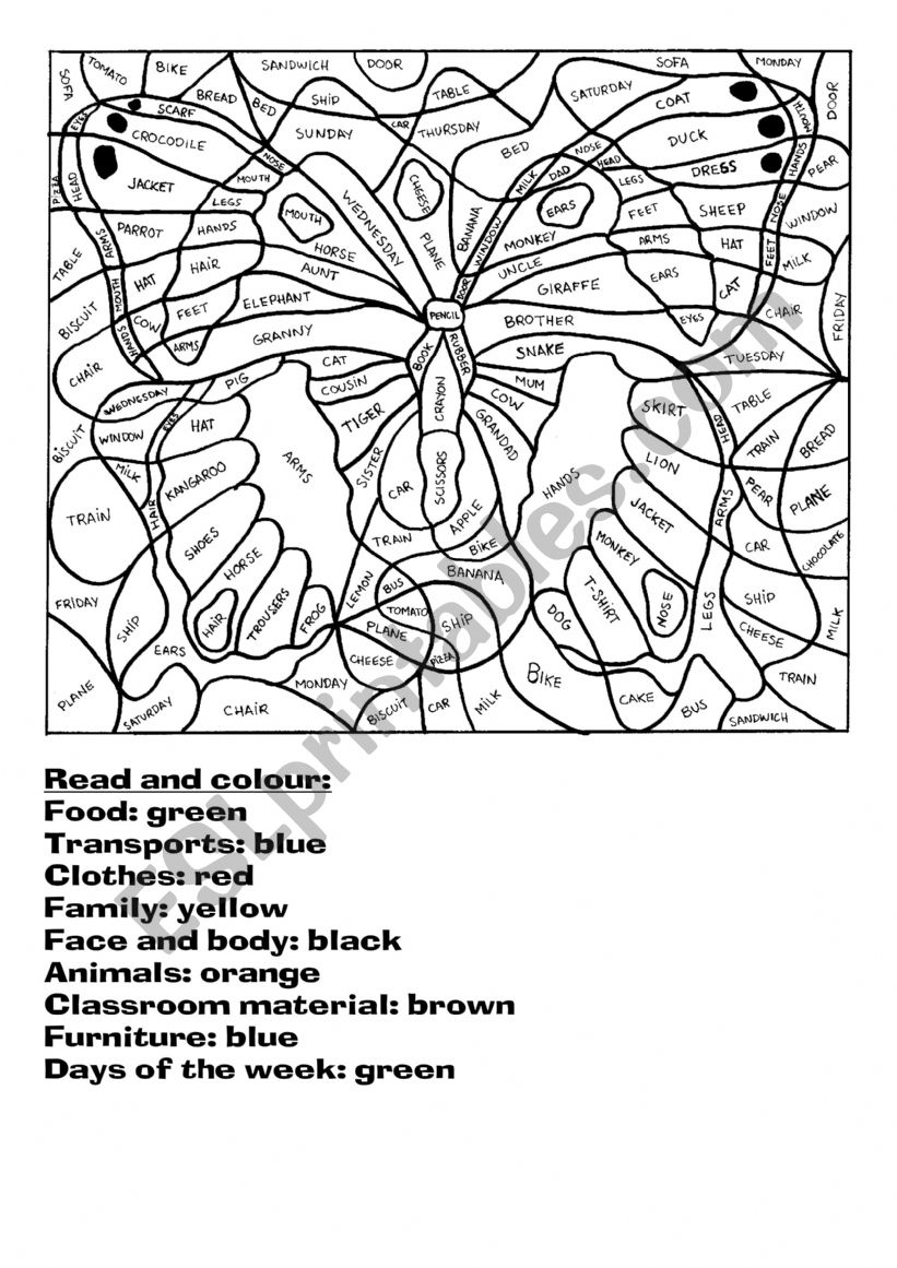 Mandala Vocabulary Revision worksheet