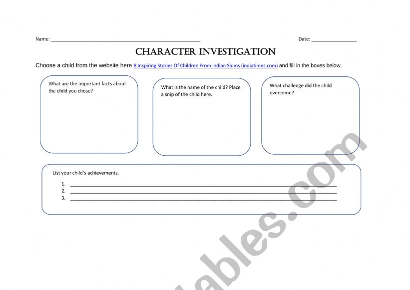 Poverty in India worksheet