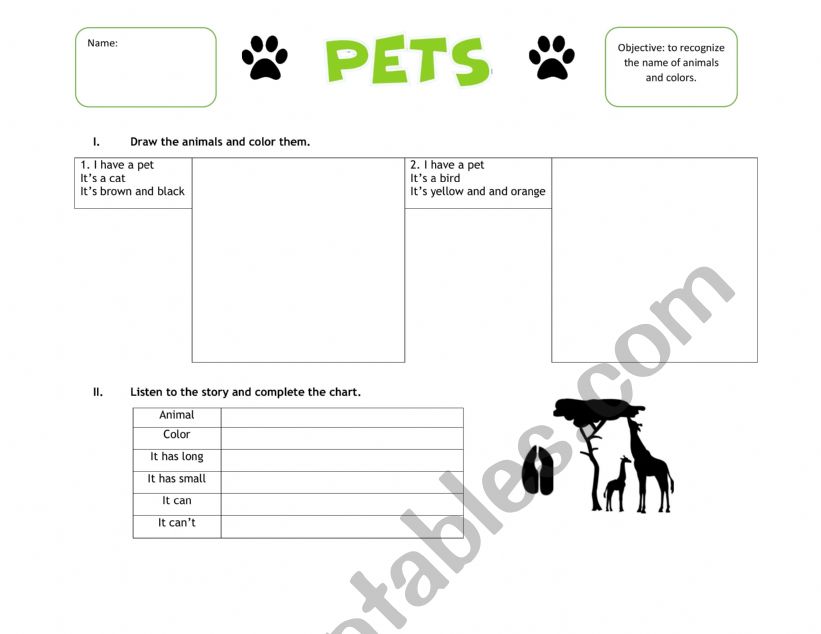 ANIMALS worksheet