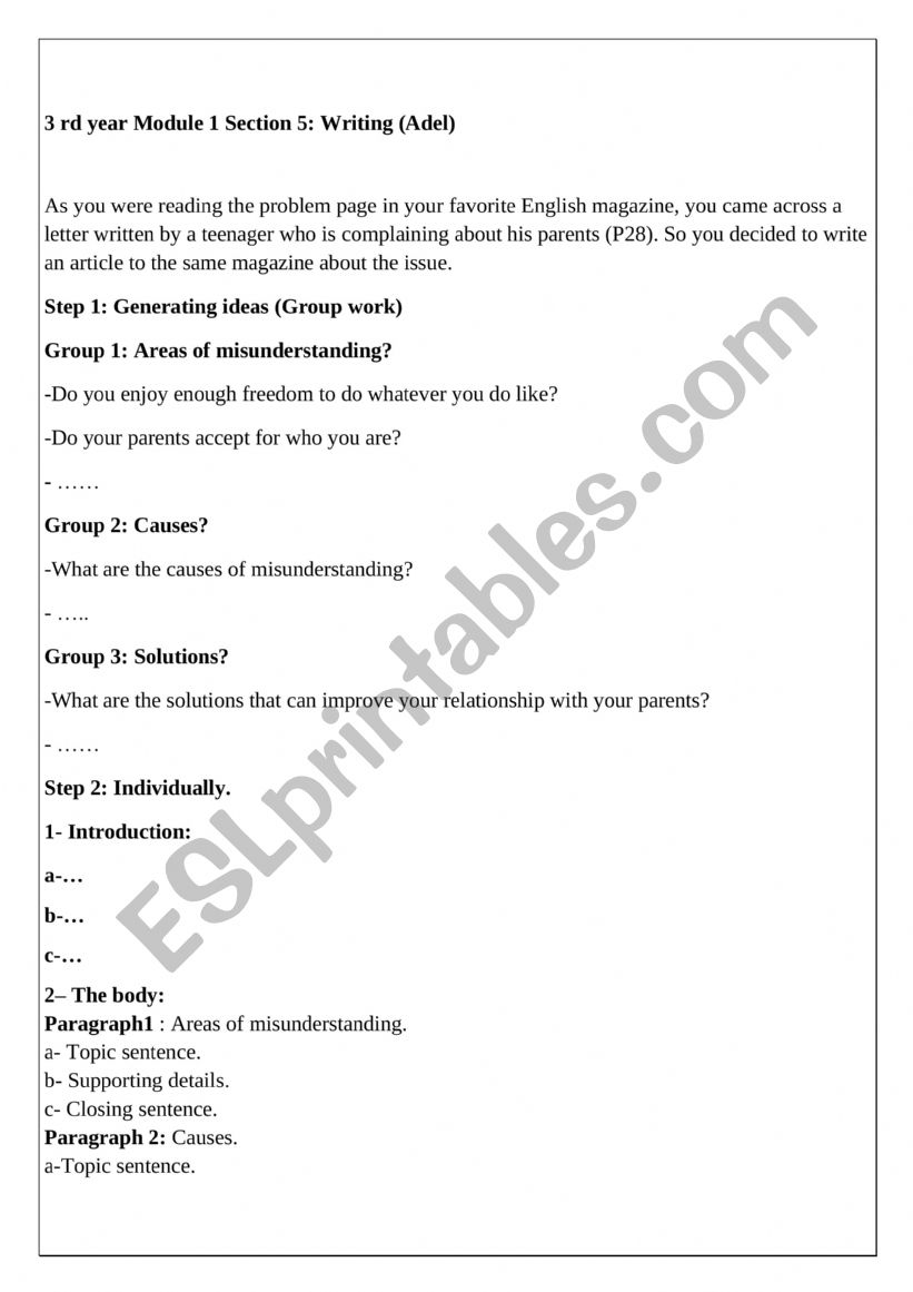 3rd year Module 1 Section 5 worksheet