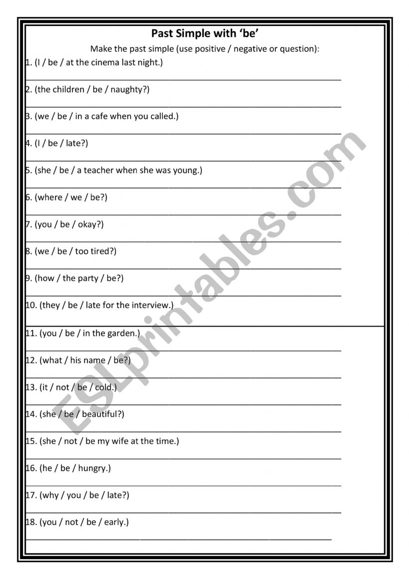 past simple  worksheet