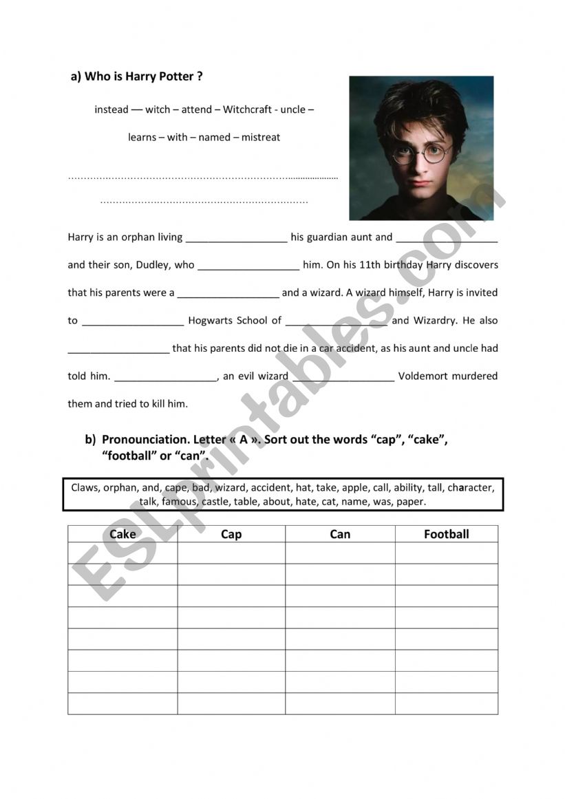 Who�s Harry Potter? worksheet