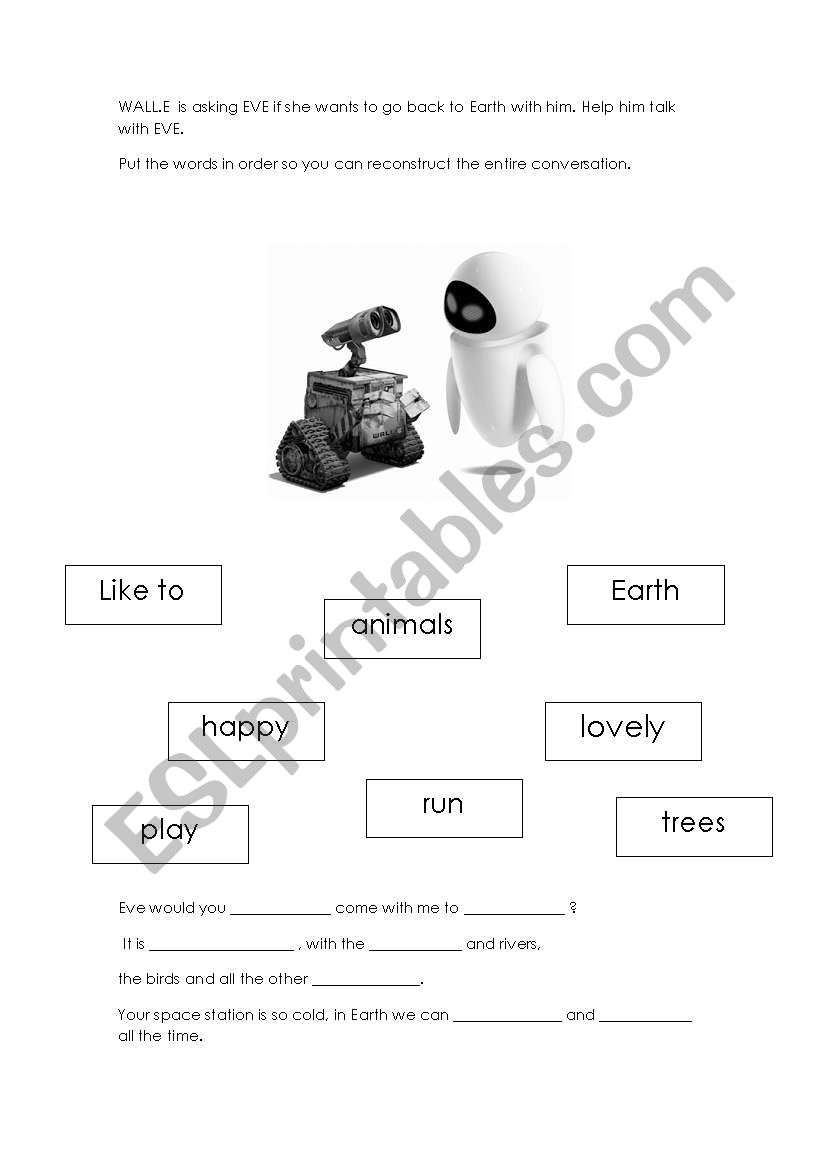 HELP Wall.e  worksheet