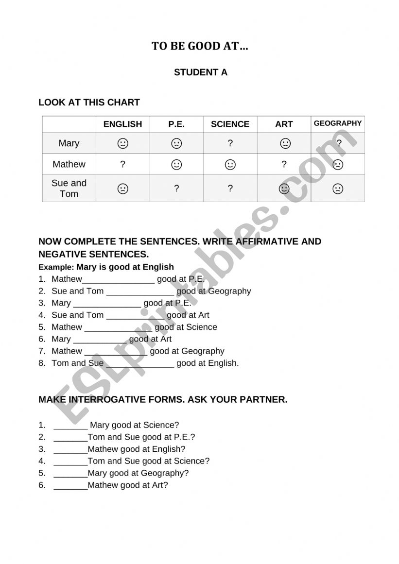 To be good at esl worksheet by khrys
