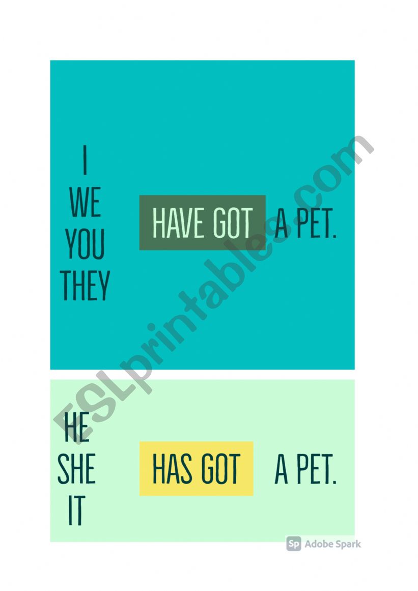 Grammar poster - HAVE GOT worksheet