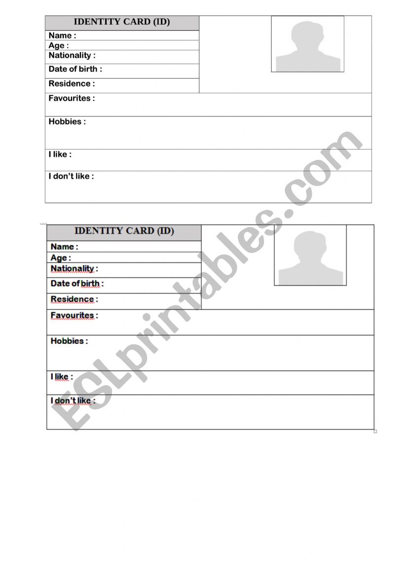 IDs to fill (introduce yourself)