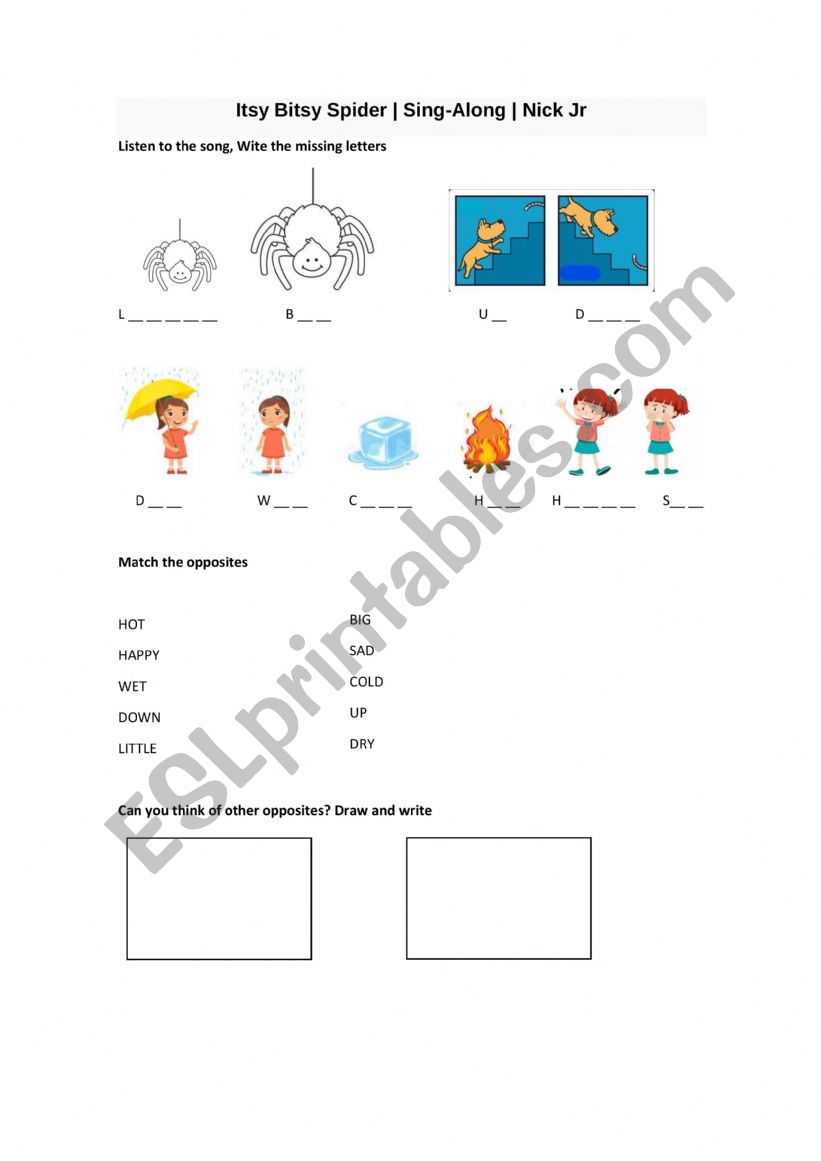 Itsy Bitsy Spider worksheet