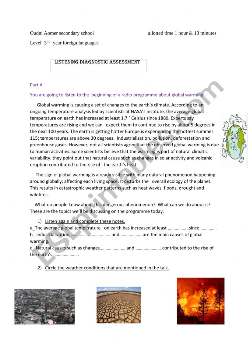 assessment (listening) worksheet