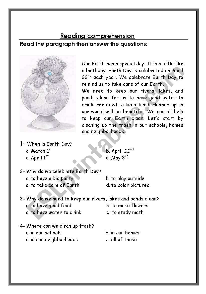 Reading Comprehension worksheet