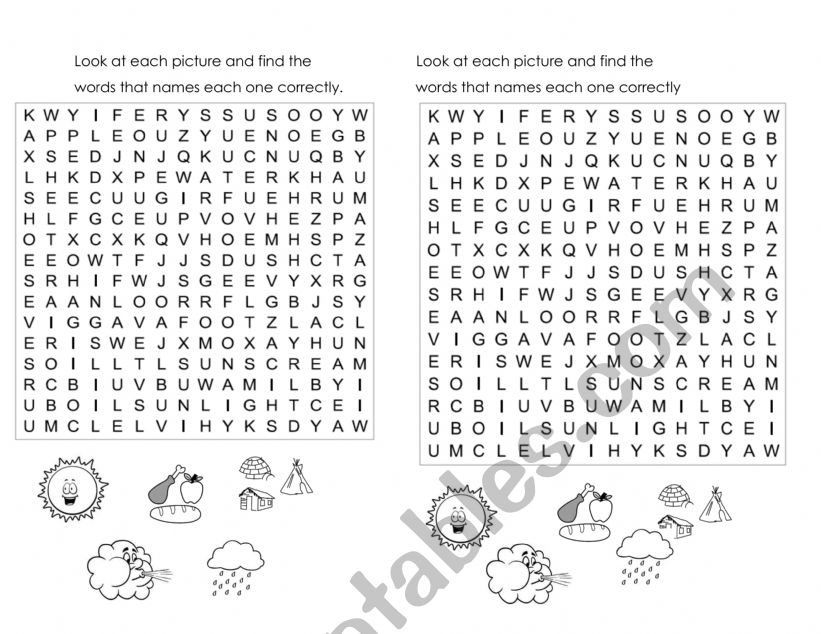 Animals Needs word search worksheet