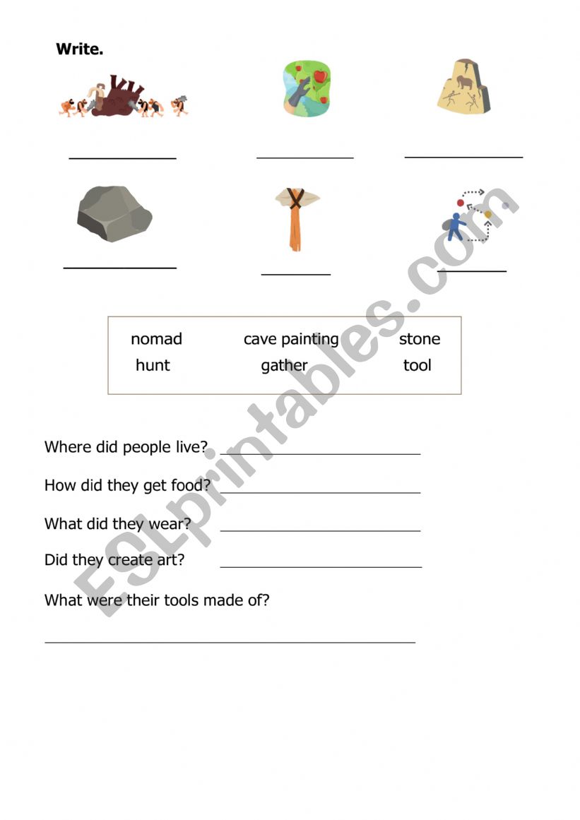 The Palaeolithic worksheet
