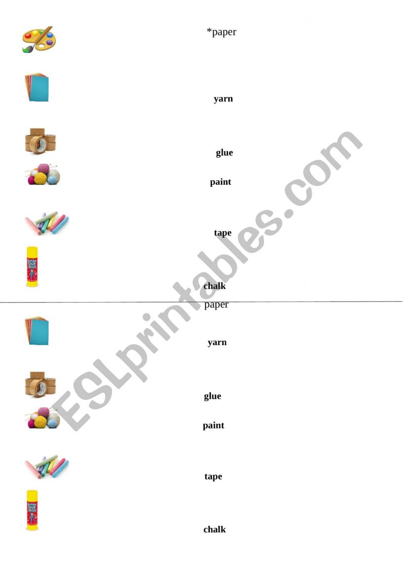 school objects worksheet