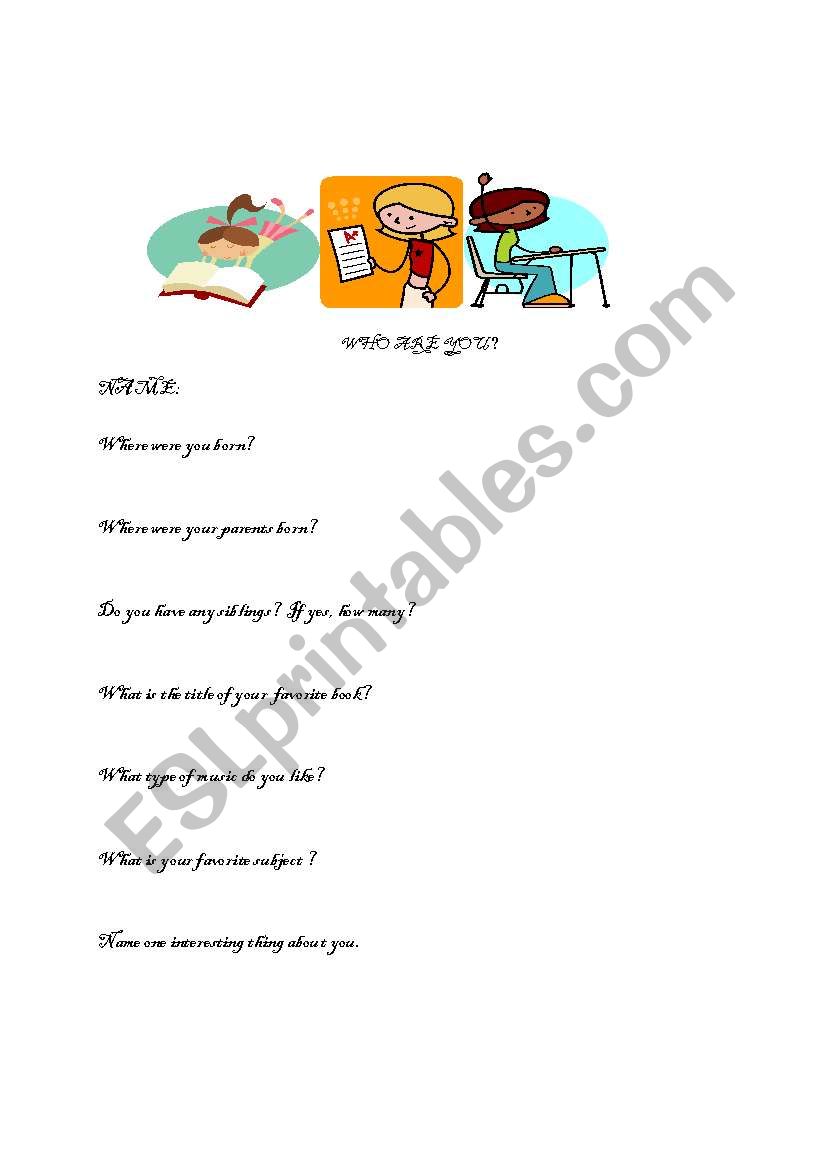 Student Interview worksheet