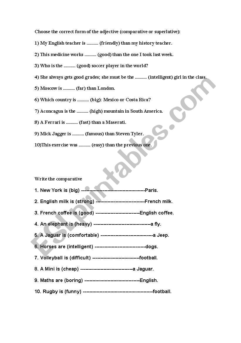 adjectives worksheet