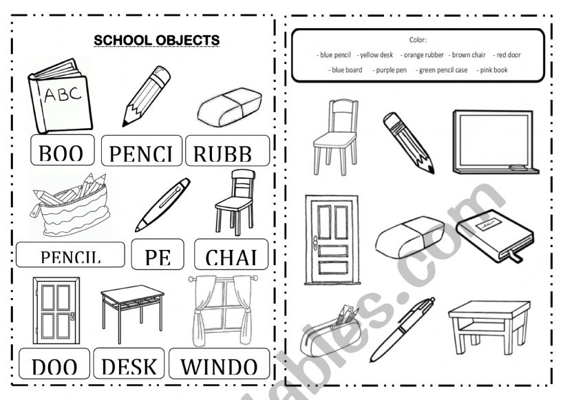 SCHOOL OBJECTS worksheet