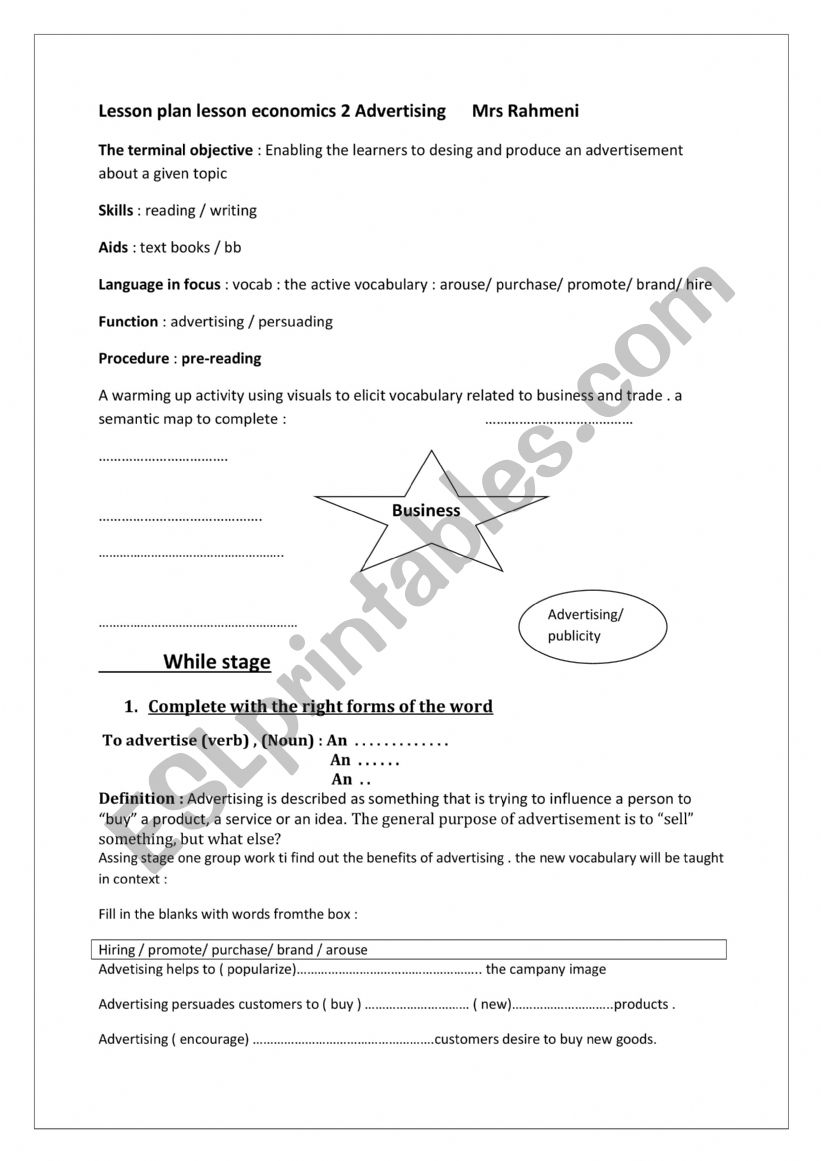 eco lesson advertising lesson plan