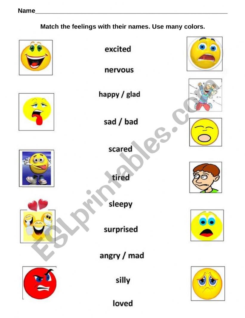 Feelings and emotions part 1 worksheet