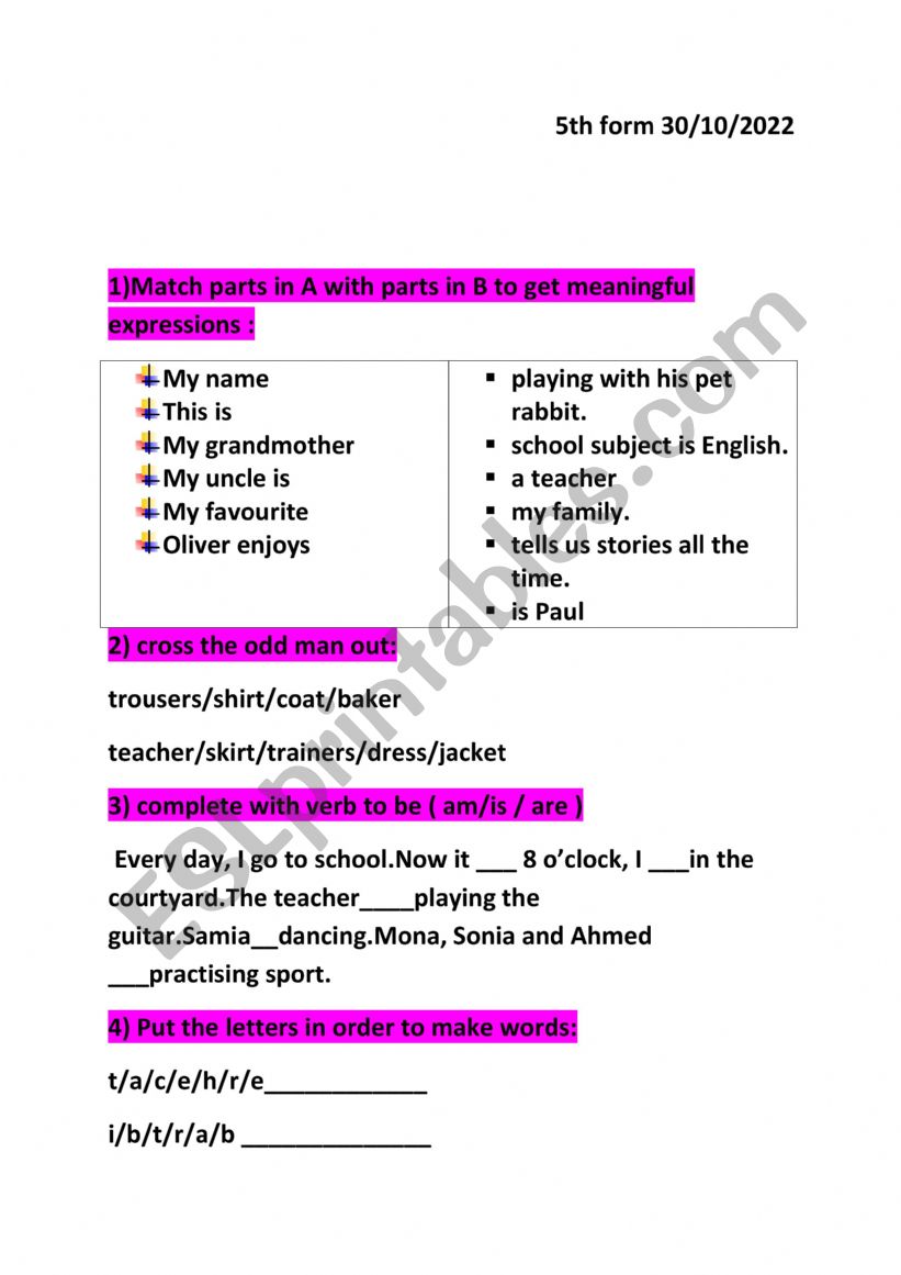 introducing others worksheet