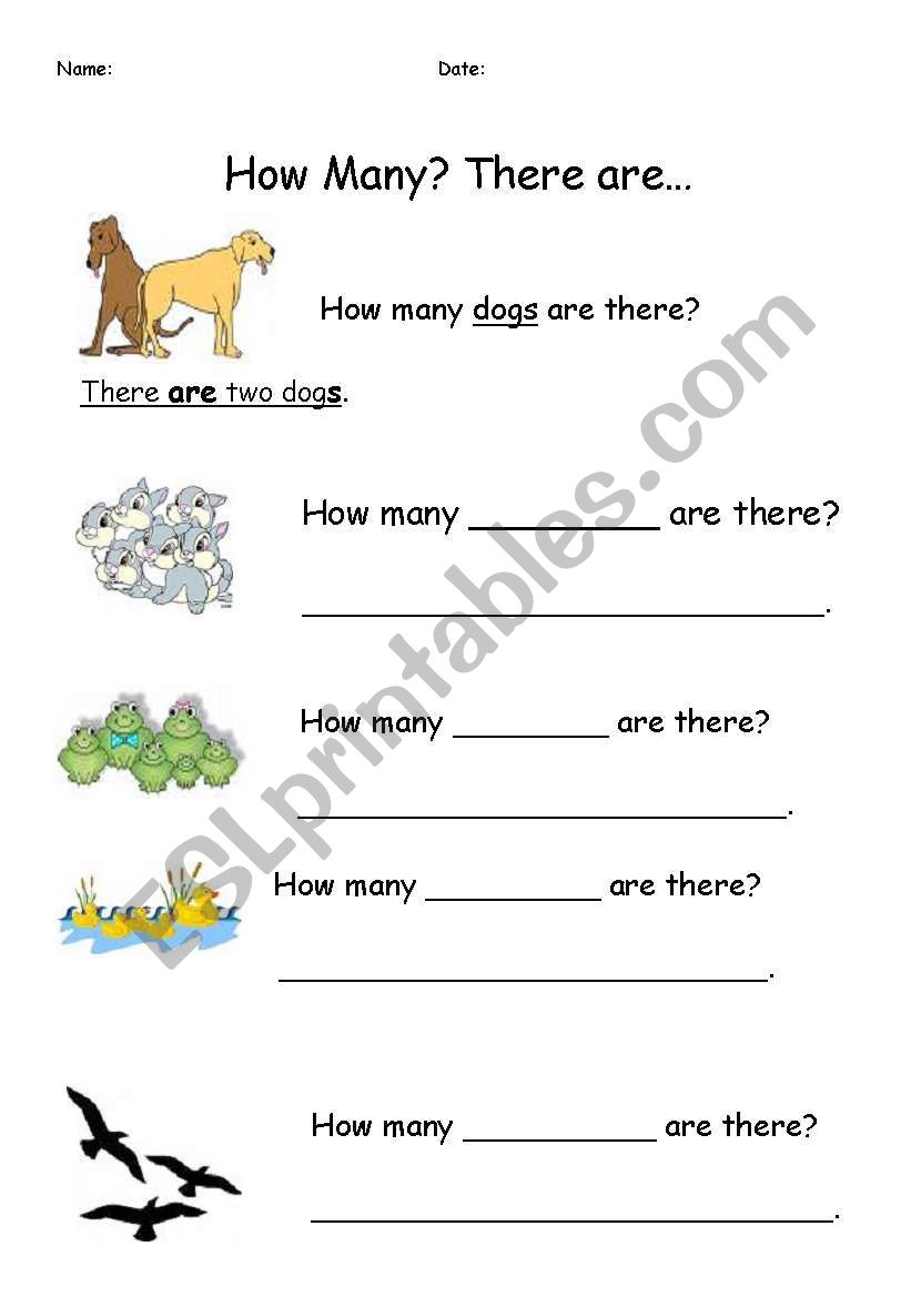 How many animals are there?  worksheet