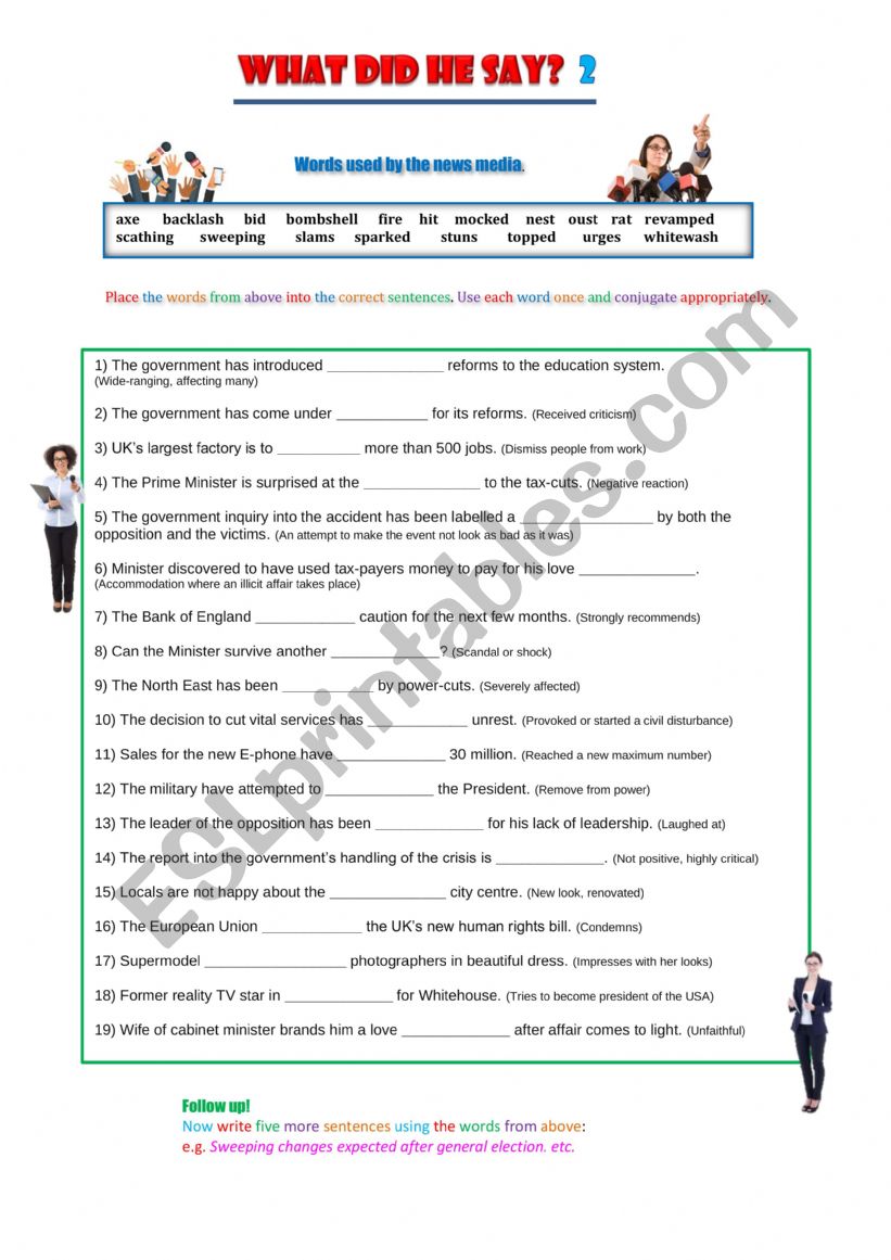 What did he say? 2 worksheet