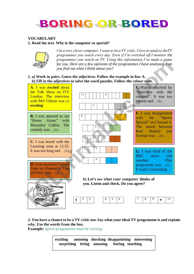 Boring or bored? worksheet