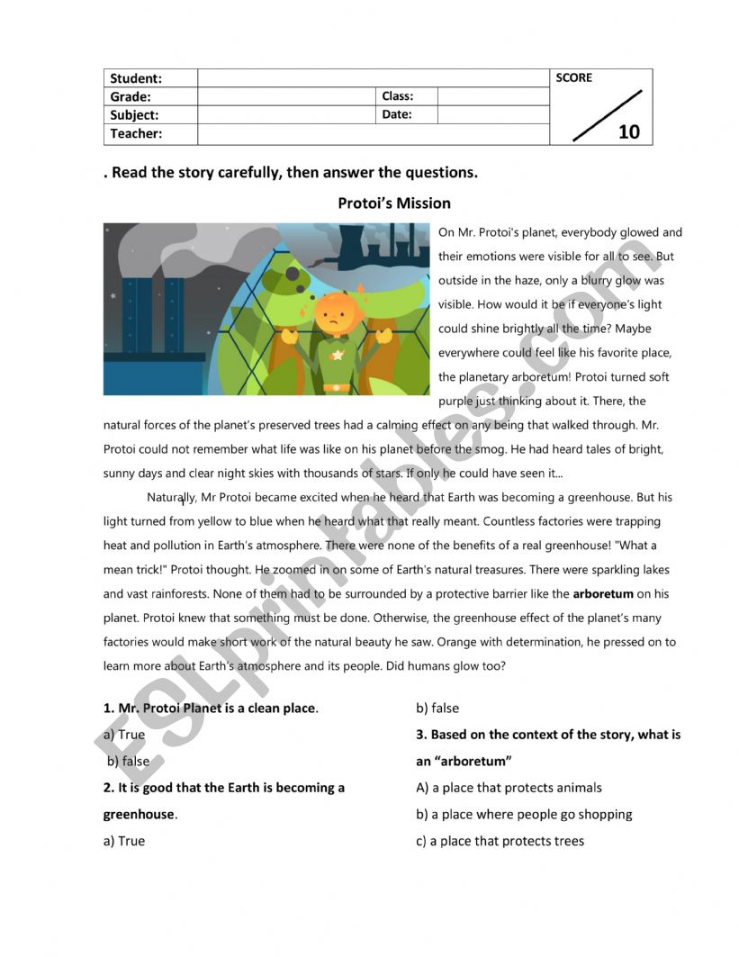 Reading Comprehension _ Protois Mission