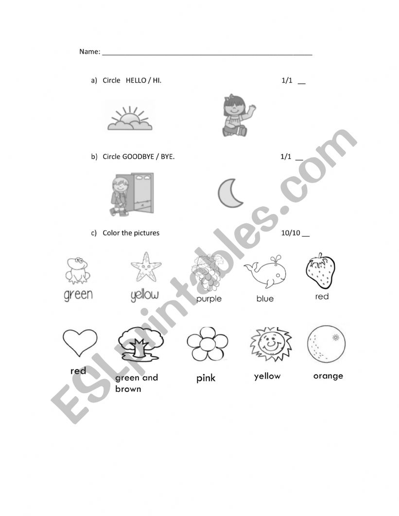 basic test worksheet