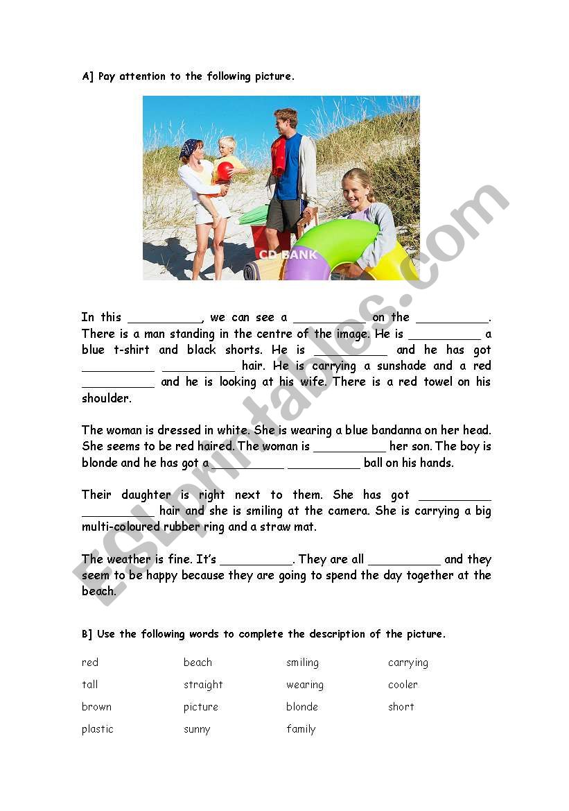 Describe the picture worksheet