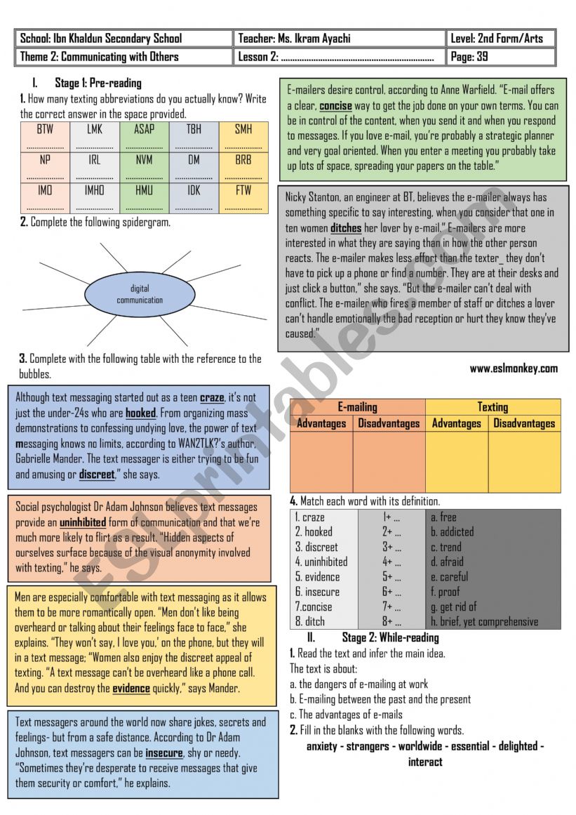 2nd Form Lesson N 5 The E mailer Vs The Texter ESL Worksheet By 2nd-form-lesson-n-5-the-e-mailer-vs-the-texter-esl-worksheet-by