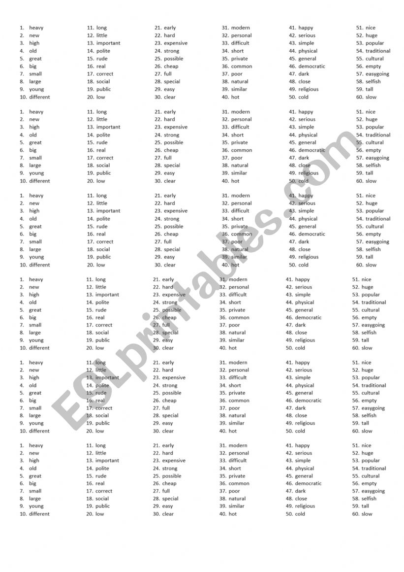SUPERLATIVES worksheet