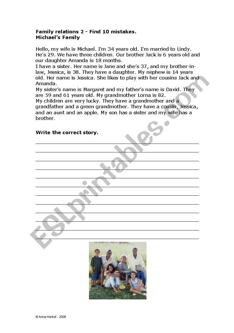 Family relations 2 - Find the mistakes